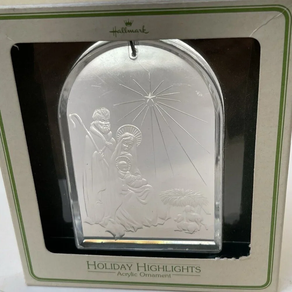 Holiday Highlights Nativity Hallmark Keepsake Acrylic Ornament Vintage